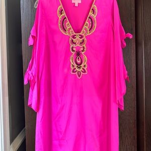 Lilly Pulitzer Pink Tunic with Embellished Bell Sleeves
